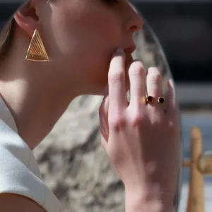 Hot Anellino Gothic Towers Argento e Granati Rossi Anelli
