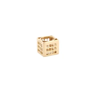New Anello Colosseo Quadrato Argento Placcato Oro Anelli
