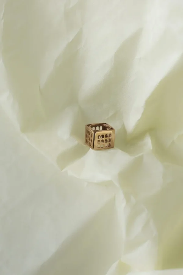 New Anello Colosseo Quadrato Argento Placcato Oro Anelli
