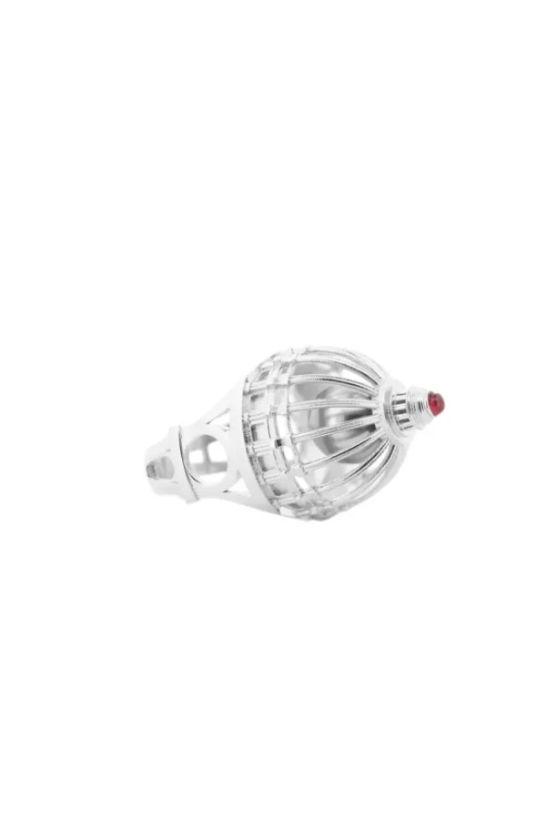 Fashion Anello Cupola. Argento, perla grigia naturale e rubino Anelli