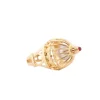 Discount Anello Cupola. Argento placcato oro, perla naturale e rubino Anelli