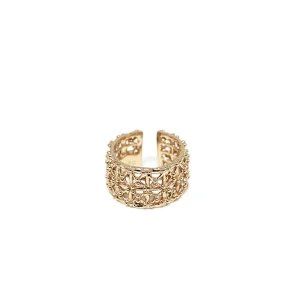 New Anello Gasometro Basso Bronzo Placcato Oro Anelli