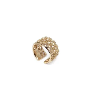New Anello Gasometro Basso Bronzo Placcato Oro Anelli