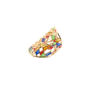 Fashion Anello Gate of Paradise Argento Placcato Oro e Smalti Anelli