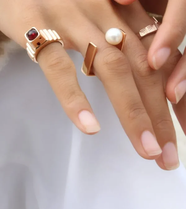 Discount Anello Kyoto Thin Bronzo Placcato Oro e Perla Anelli