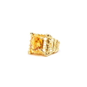 Best Anello Notre Dame Bronzo Placcato Oro con citrino idrotermale Anelli