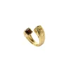 Hot Anello Torri Gotiche Argento Placcato Oro e Granati Rossi Anelli