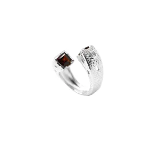 Outlet Anello Torri Gotiche Argento e Granati Rossi Anelli