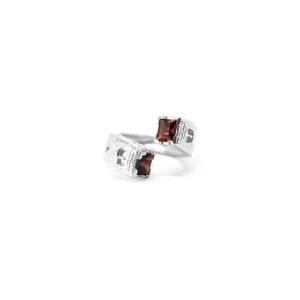 Outlet Anello Torri Gotiche Argento e Granati Rossi Anelli
