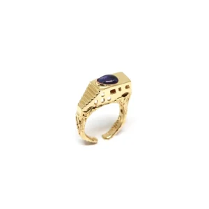 Discount Anello Villa Malaparte in Argento Placcato Oro con Iolite Anelli