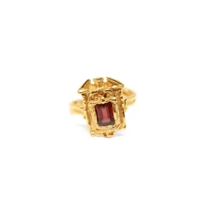 Outlet Anello Zuccari in Argento 925 Placcato Oro con Granato Anelli