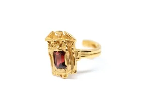 Outlet Anello Zuccari in Argento 925 Placcato Oro con Granato Anelli
