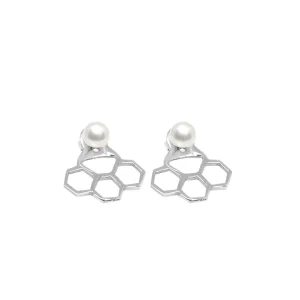 Fashion Ear Jackets Esagonini Argento 925 con Perle Orecchini