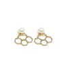 New Ear Jackets Esagonini Bronzo Placcato Oro con Perle Orecchini