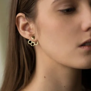 New Ear Jackets Esagonini Bronzo Placcato Oro Orecchini