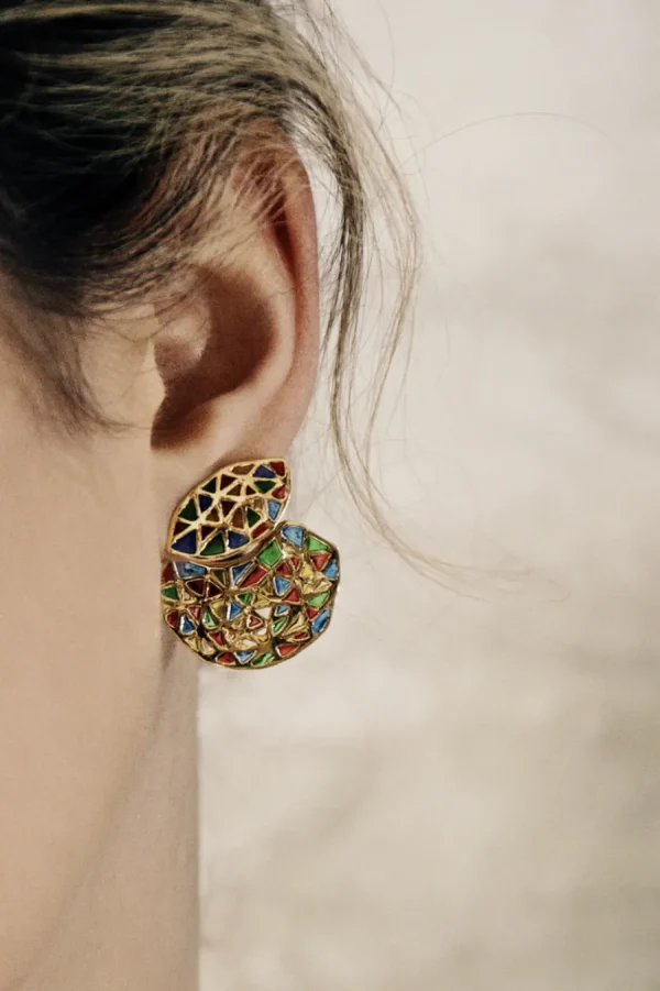 Discount Ear Jackets Peggy Argento Placcato Oro e Smalti Orecchini