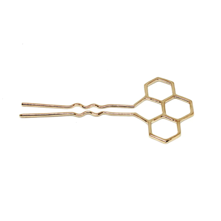 fermaglio_hexagon_bronzo__2.webp Online Fermaglio Hexagon Bronzo Placcato Oro Accessori Per Capelli