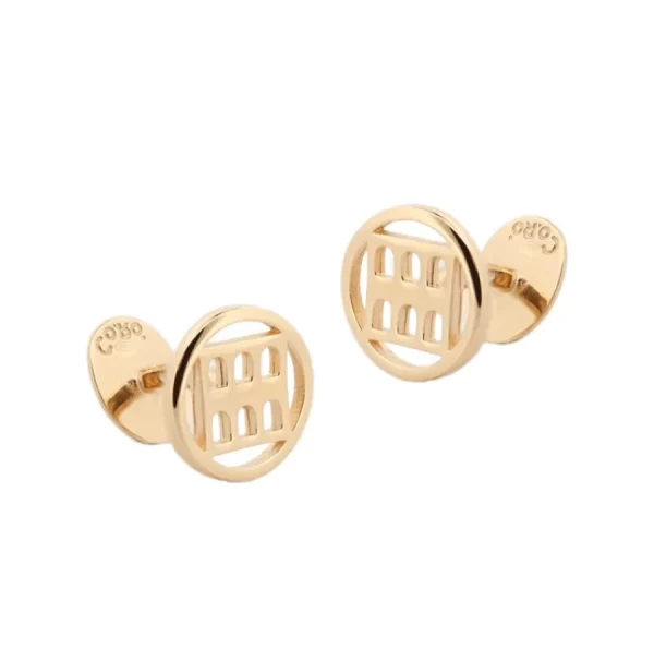 Fashion Gemelli Colosseo Quadrato argento placcato oro Gemelli | Per Lui