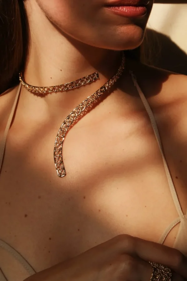 Online Girocollo Gasometro Scarf bronzo placcato oro Collane