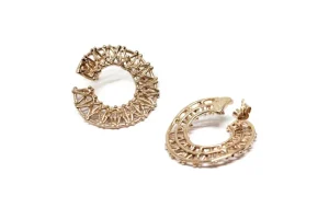 New Orecchini Cerchio Gasometro Argento Placcato Oro Orecchini