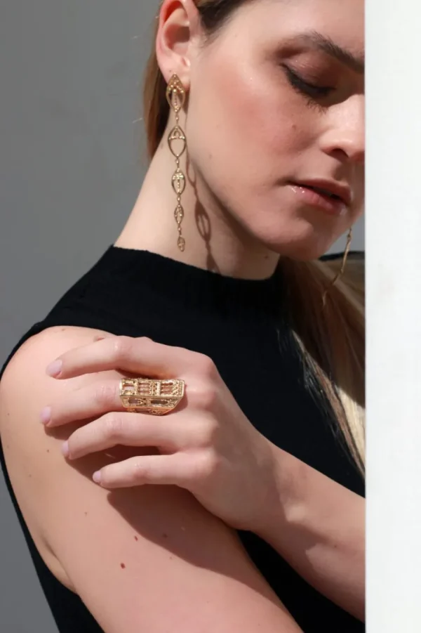 Online Orecchini Finestra Sul Canale Argento 925 Placcato Oro Orecchini