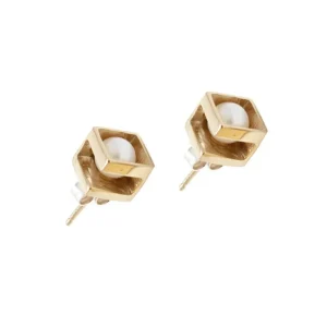 Outlet Orecchini Nara Earrings Bronzo Placcato Oro e Perle Orecchini
