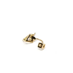 Fashion Orecchino Singolo Prismatic Cube Argento Placcato Oro Orecchini